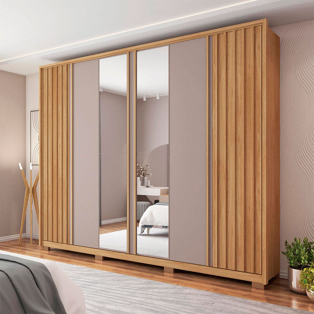 Guarda Roupa Casal Apollo Lux com Espelhos 6 Portas 6 Gavetas Caemmun