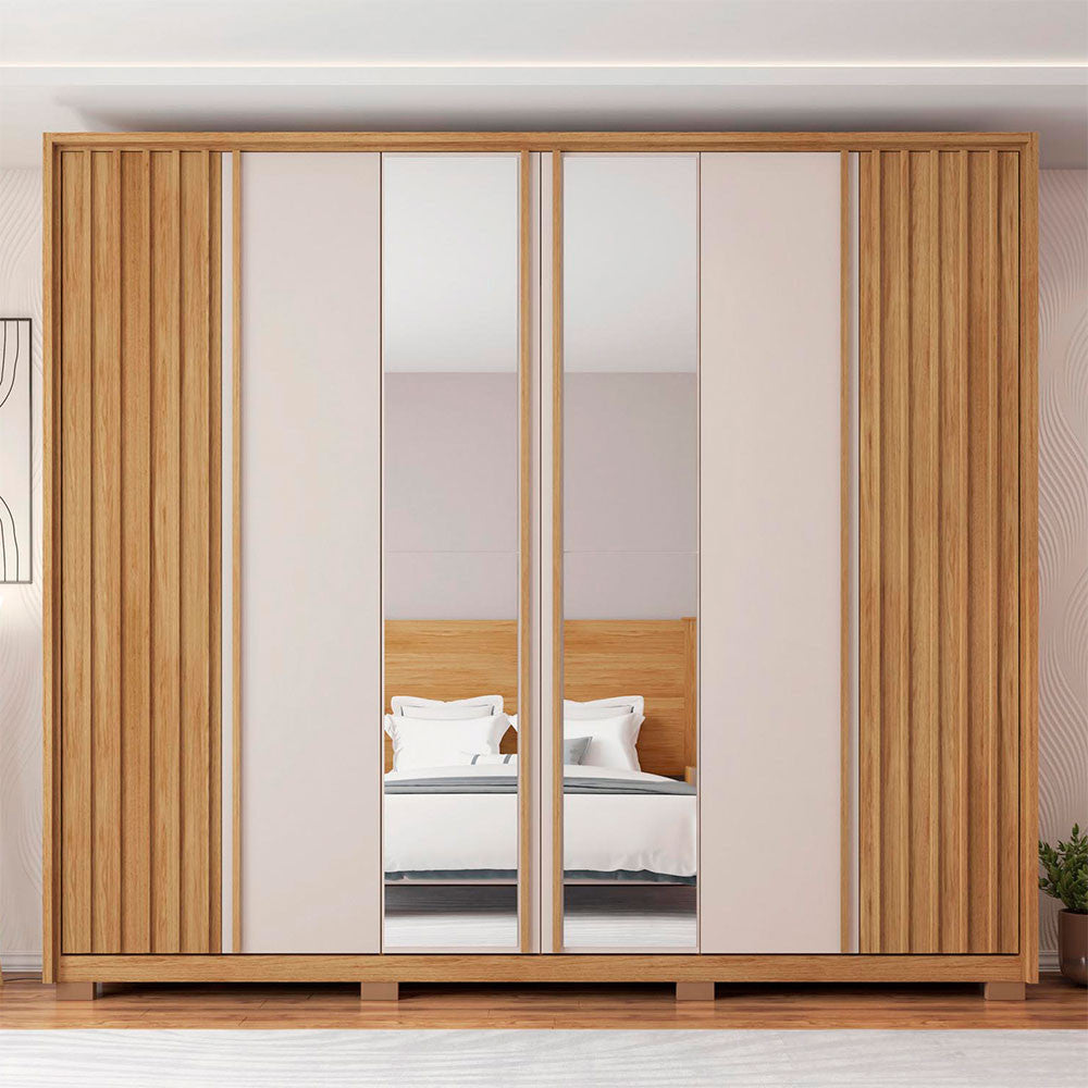 Guarda Roupa Casal Apollo Lux com Espelhos 6 Portas 6 Gavetas Caemmun