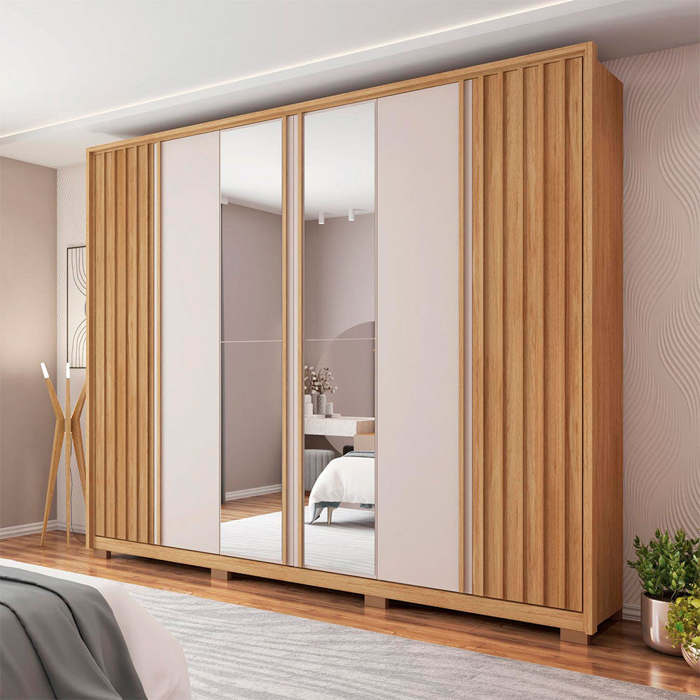 Guarda Roupa Casal Apollo Lux com Espelhos 6 Portas 6 Gavetas Caemmun