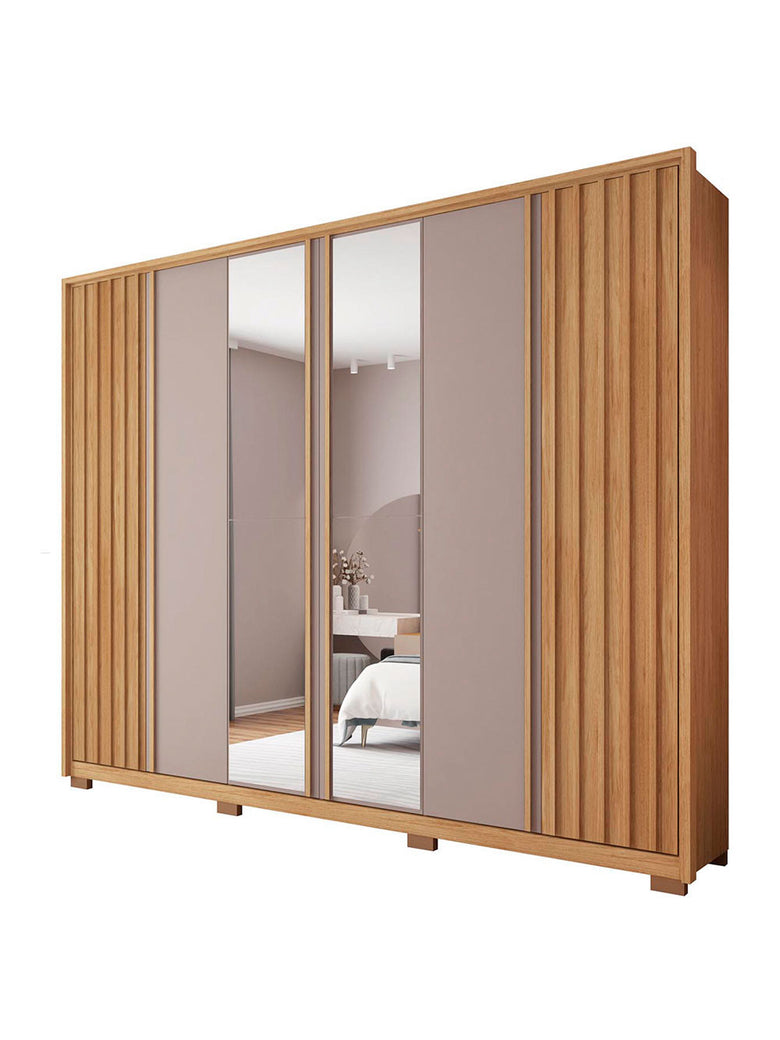 Guarda Roupa Casal Apollo Lux com Espelhos 6 Portas 4 Gavetas Caemmun