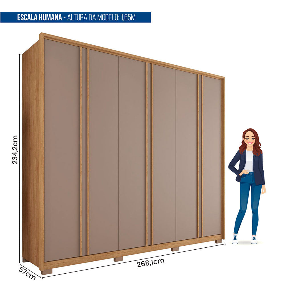 Guarda Roupa Casal Gladiador 6 Portas 6 Gavetas Caemmun