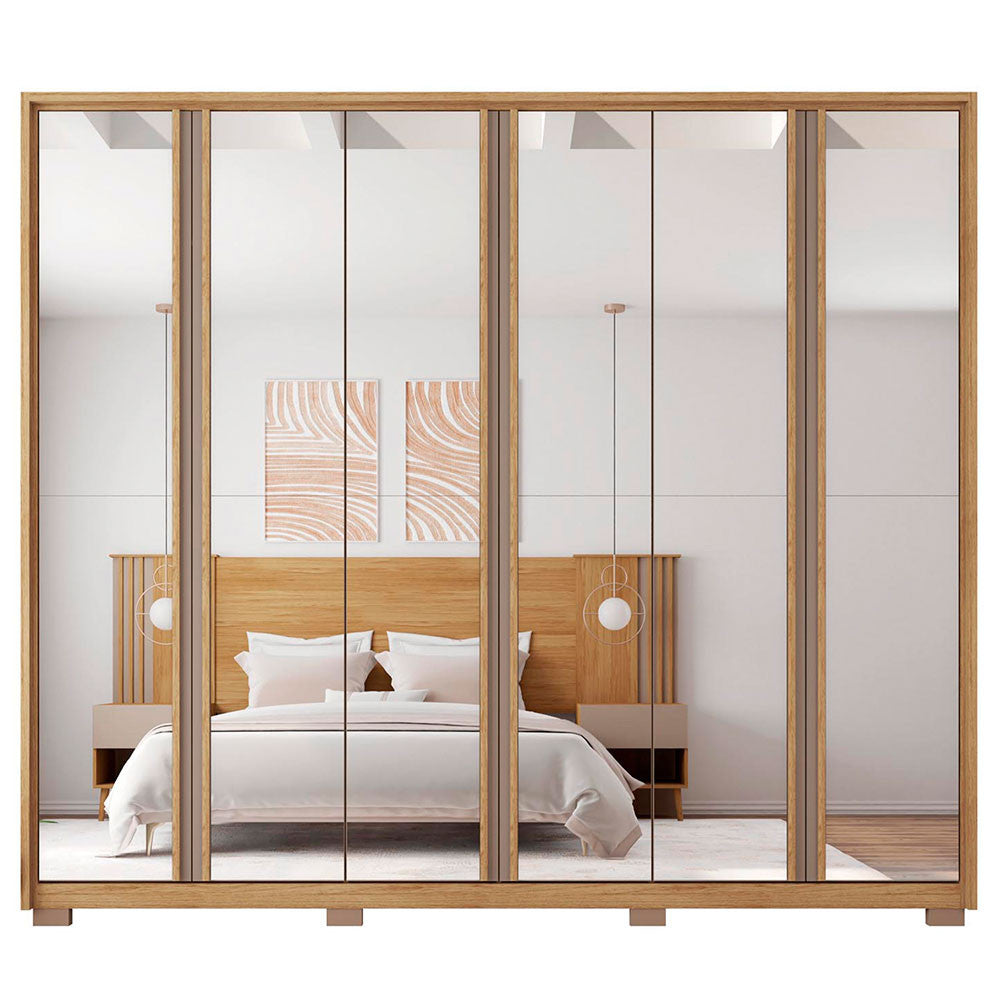 Guarda Roupa Casal Gladiador Double Lux com Espelhos 6 Portas 6 Gavetas Caemmun