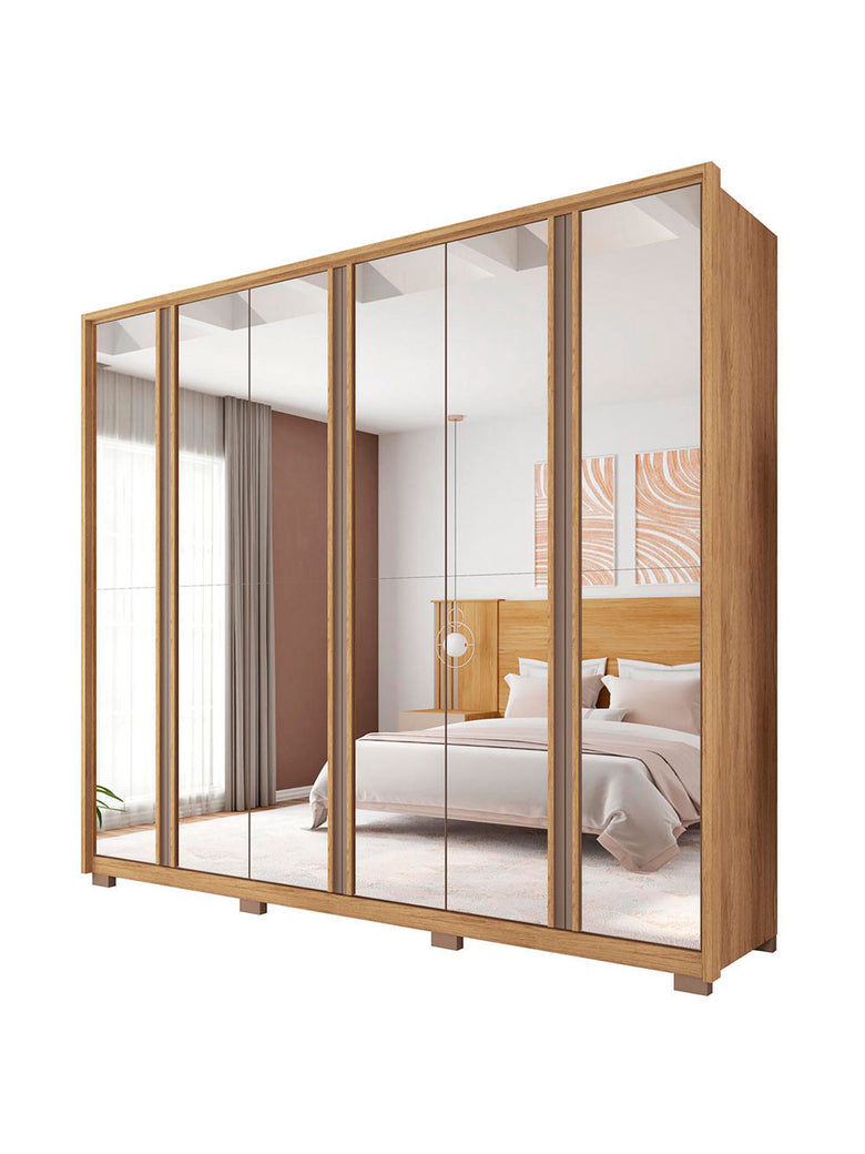 Guarda Roupa Casal Gladiador Double Lux com Espelhos 6 Portas 4 Gavetas Caemmun