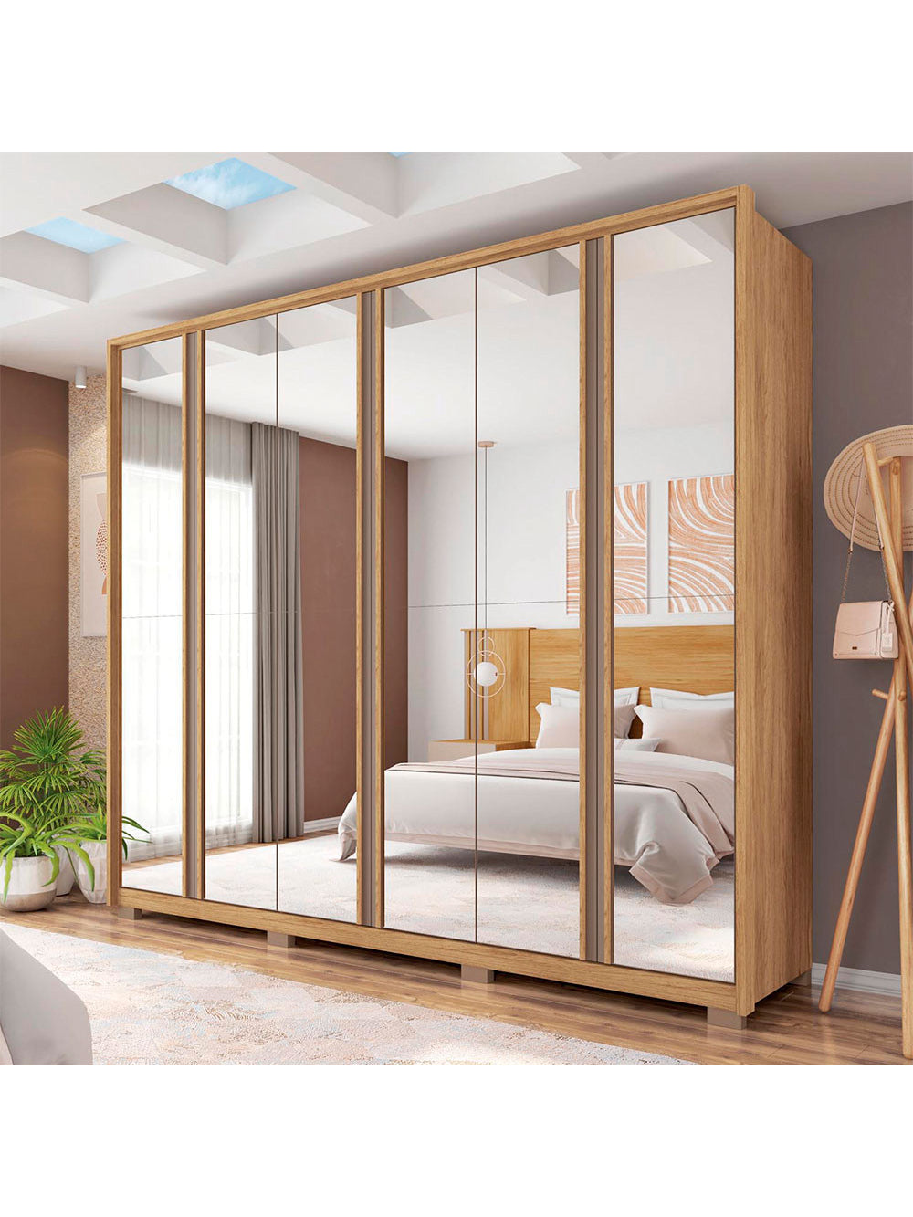 Guarda Roupa Casal Gladiador Double Lux com Espelhos 6 Portas 4 Gavetas Caemmun