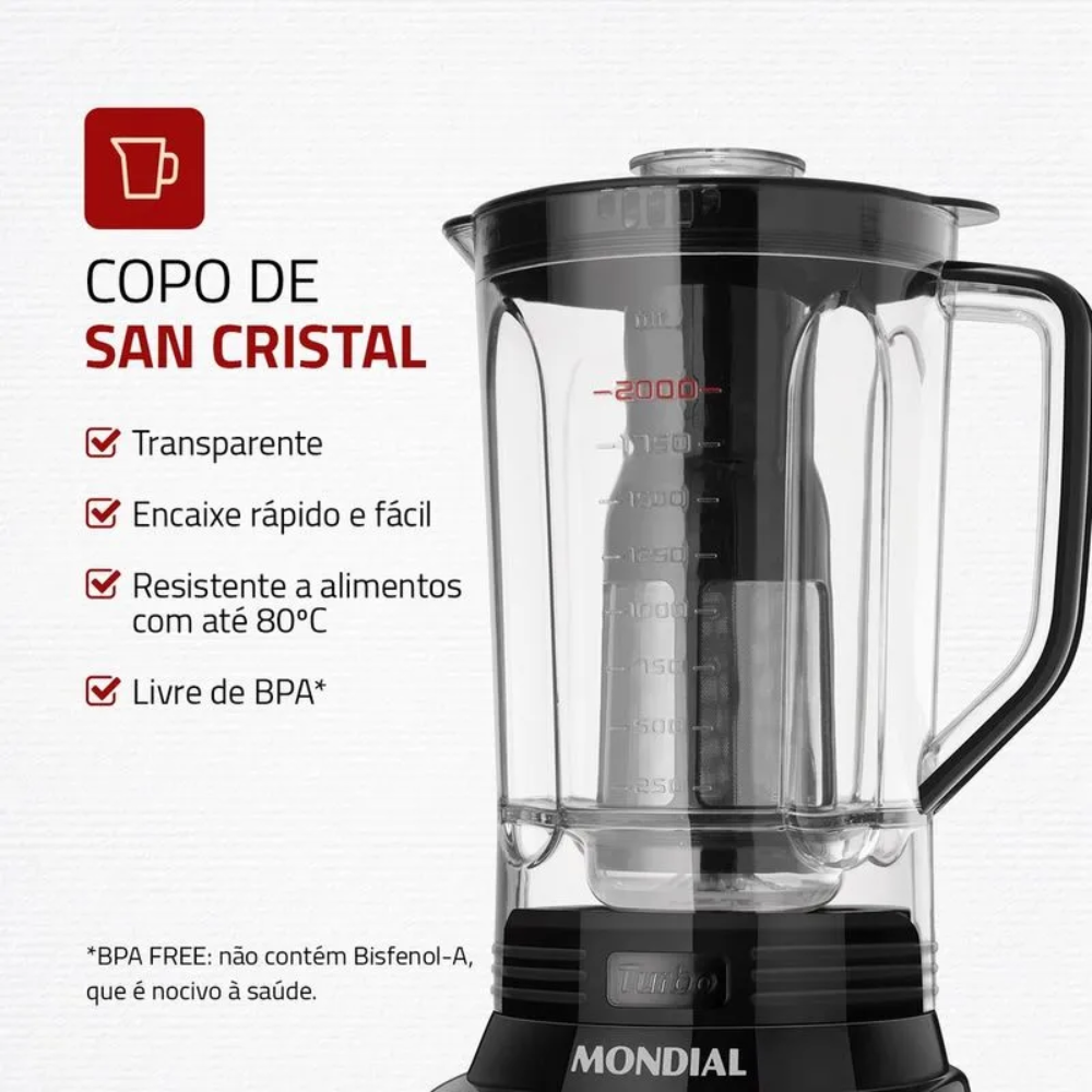 Liquidificador Mondial L-1100-BI 12 Velocidades 1100W