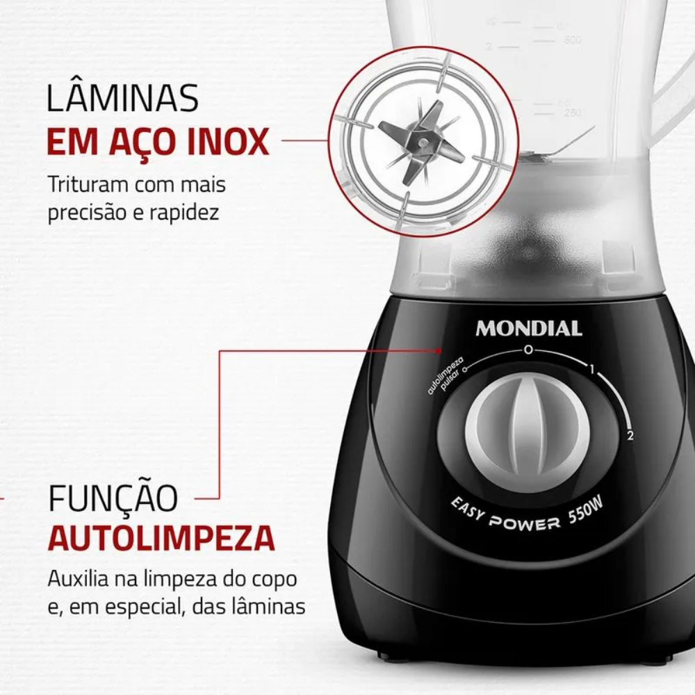Liquidificador Mondial Easy Power L-550 2 Velocidades 550W