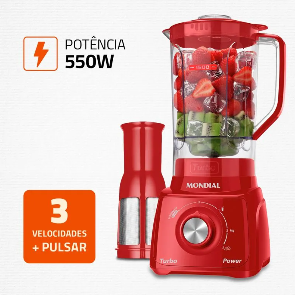 Liquidificador Mondial Turbo Power L-99-FR 3 Velocidades 550W
