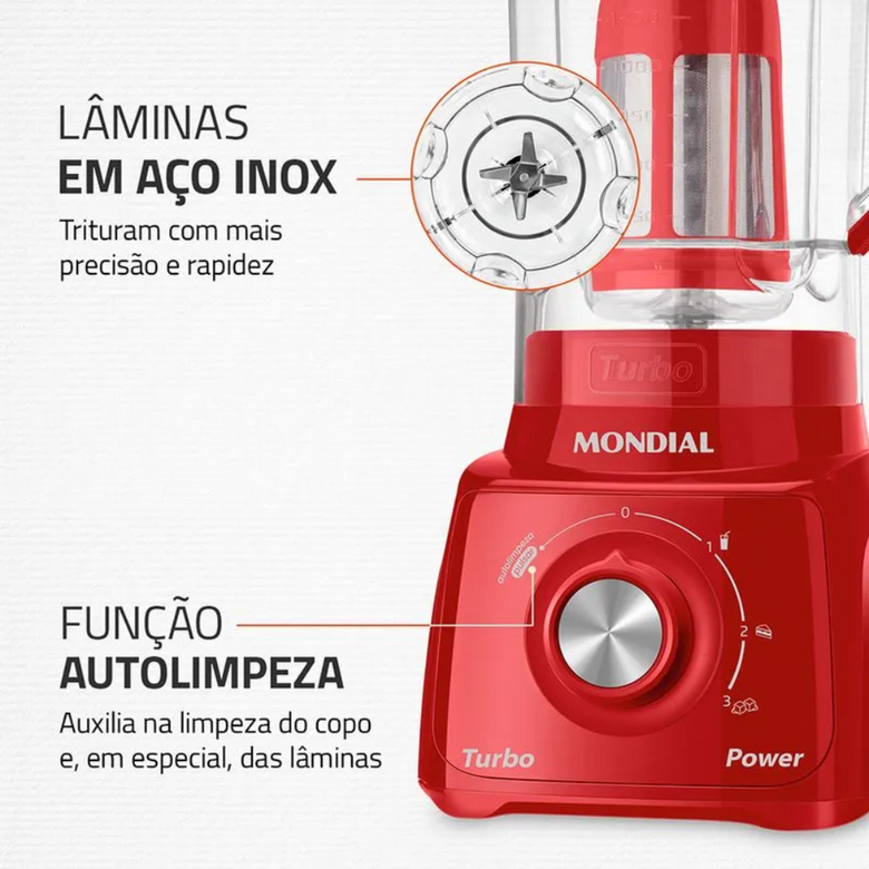 Liquidificador Mondial Turbo Power L-99-FR 3 Velocidades 550W