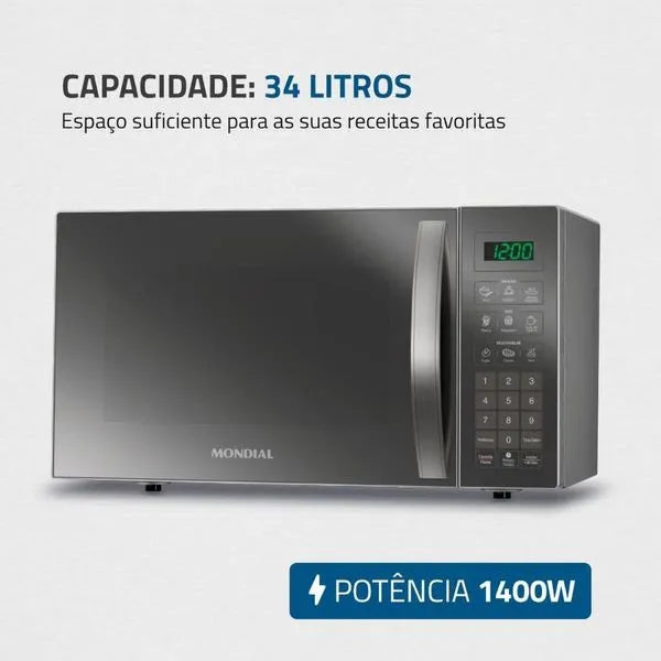 Micro-ondas Espelhado 34L MO-02-34-E Mondial