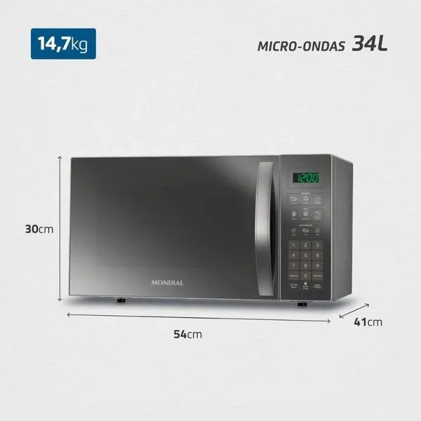 Micro-ondas Espelhado 34L MO-02-34-E Mondial