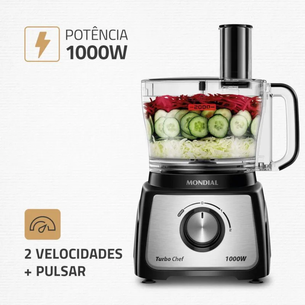Multiprocessador Mondial Turbo Chef 7 em 1 MPN-01-BE 2 Velocidades 1000W
