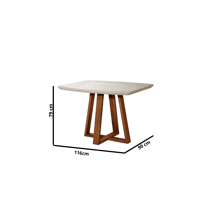 Conjunto Mesa de Jantar 1,15m com Vidro Bennet com 4 Cadeiras Dakota