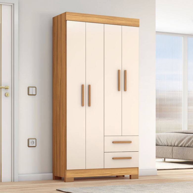 Guarda-Roupa Solteiro 4 Portas 2 Gavetas Nt6010 Notável Móveis