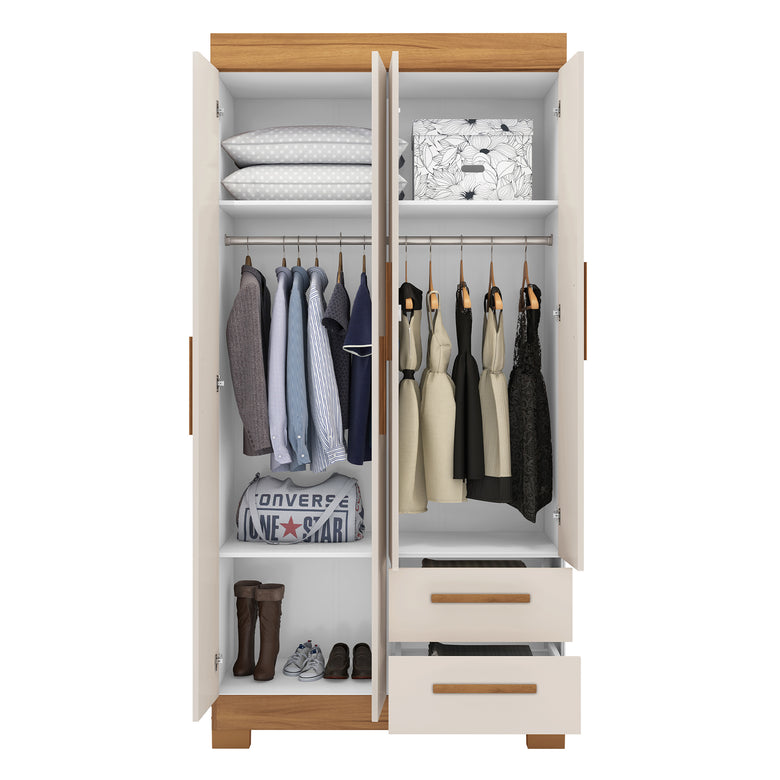 Guarda-Roupa Solteiro 4 Portas 2 Gavetas Nt6010 Notável Móveis