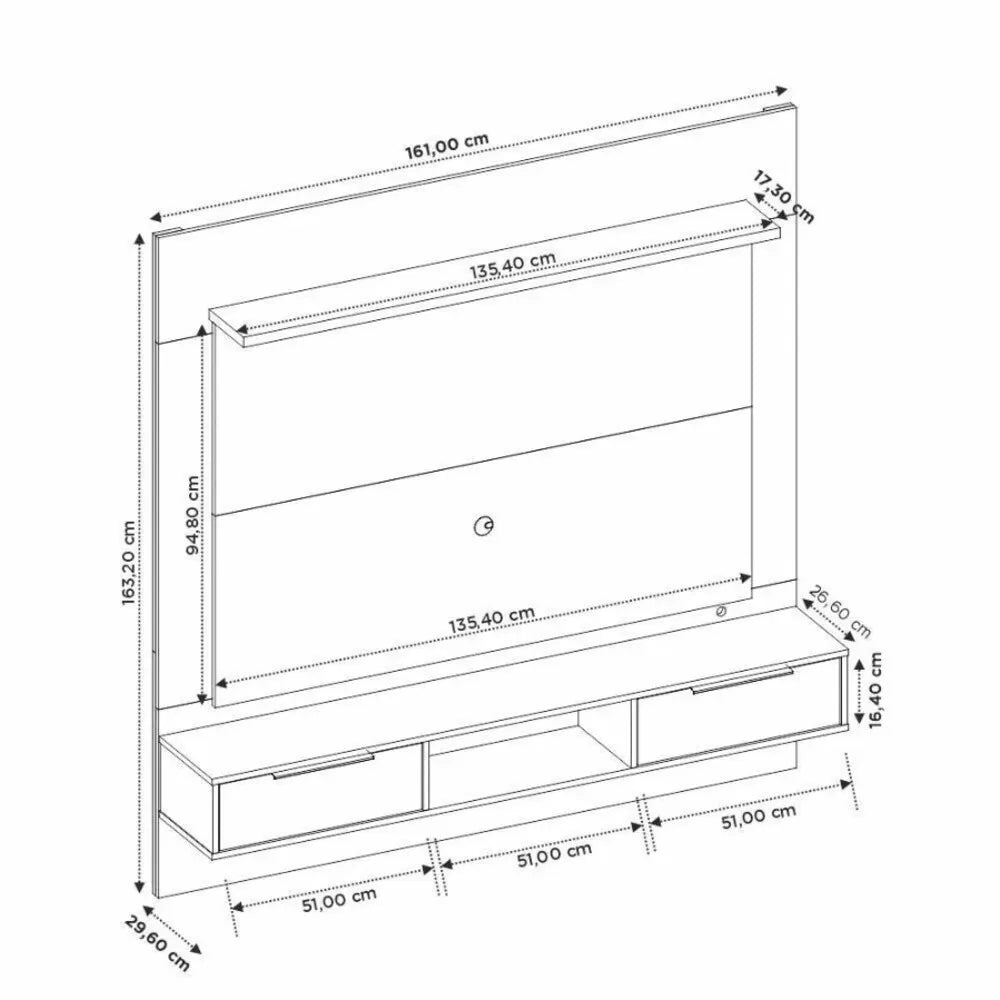 Painel Para Tv Até 55" Polegadas NT1280 Notável Móveis