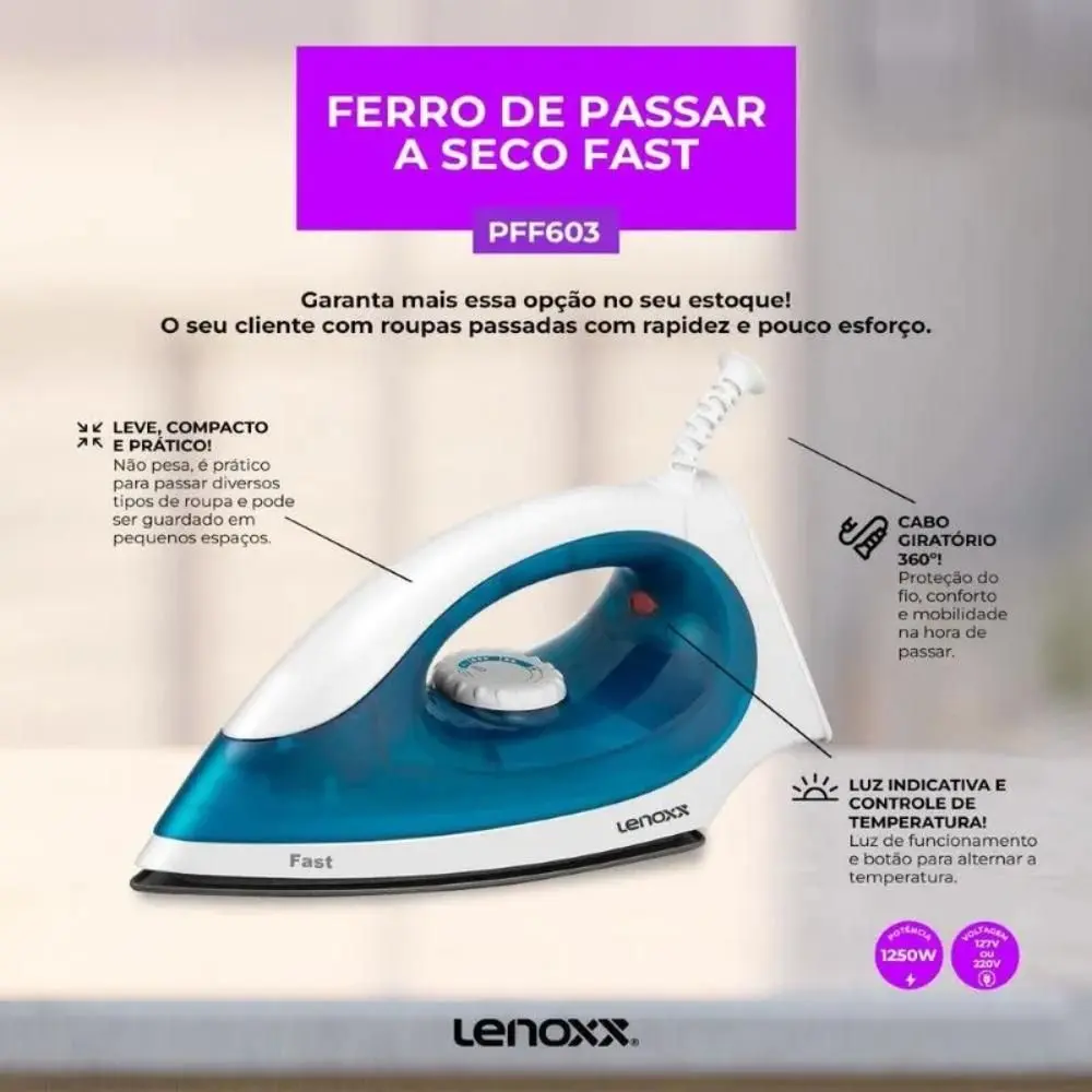 Ferro de Passar a Seco Lenoxx PFF603