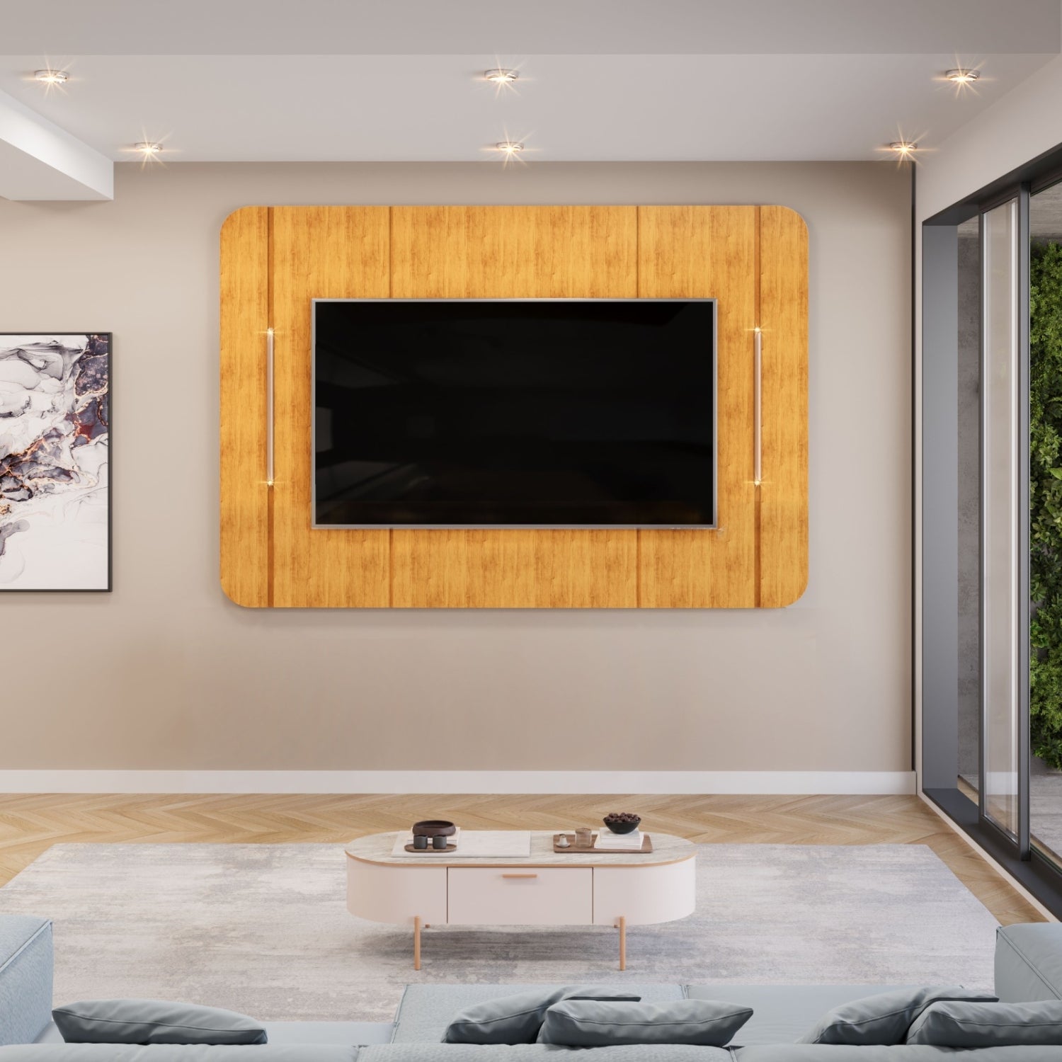 Painel Para TV até 65" MDF Luminárias de LED Adele DJ Móveis