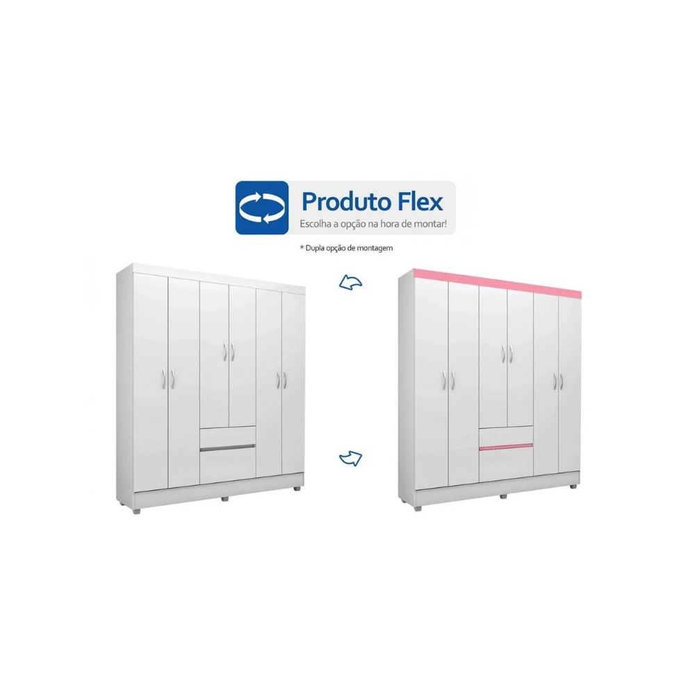 Guarda-Roupa Casal 6 Portas 2 Gavetas Flash Demóbile