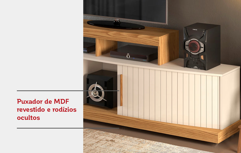 Rack para TV com 1 Porta Deslizante Scala DJ Móveis