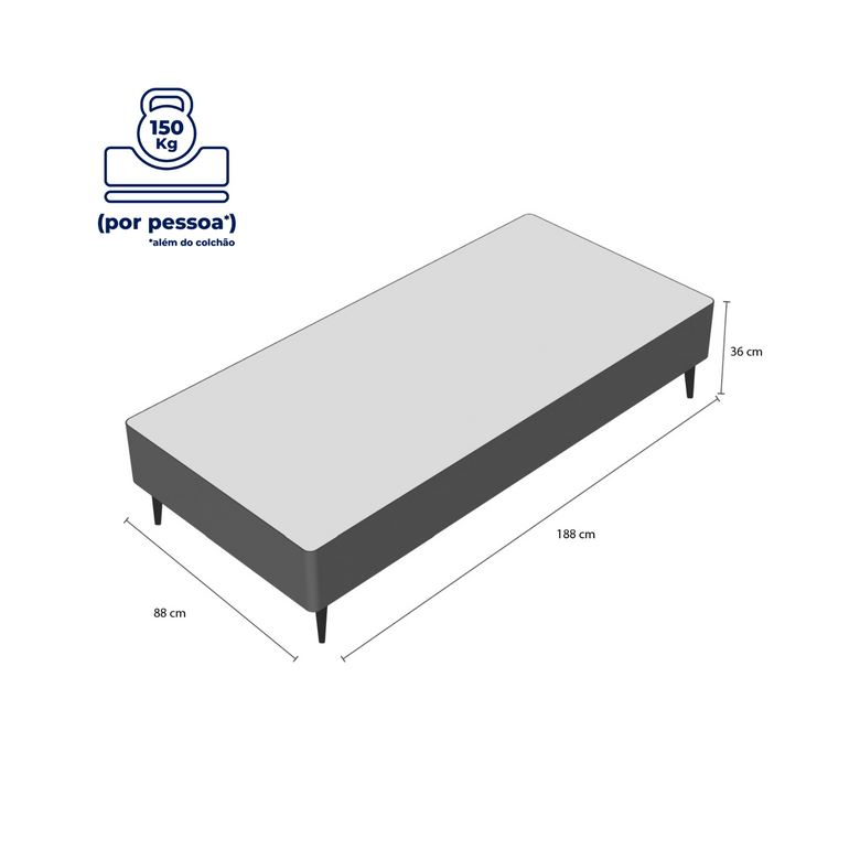 Base Box Solteiro 88x188x30 Ortobom em Camurça