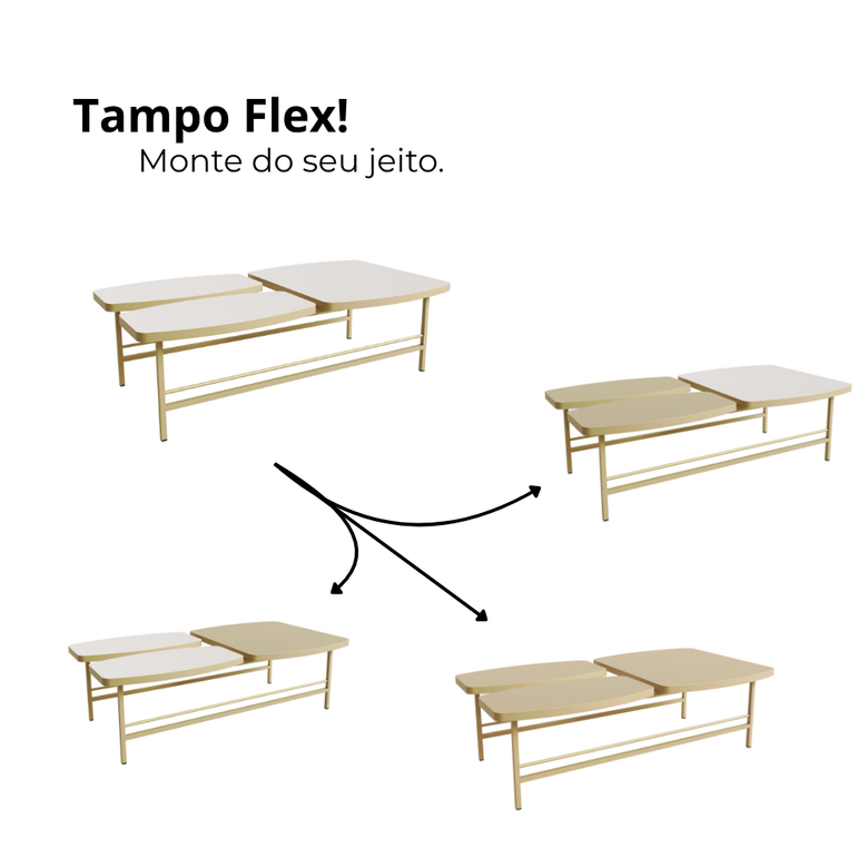 Mesa de Centro Lile 1,10m Lukaliam com Base Metálica