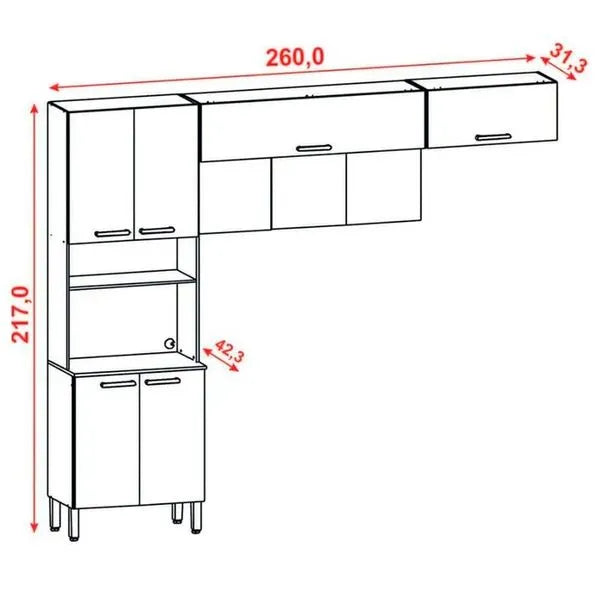 Cozinha Compacta 9 Portas Urbane Kit's Paraná