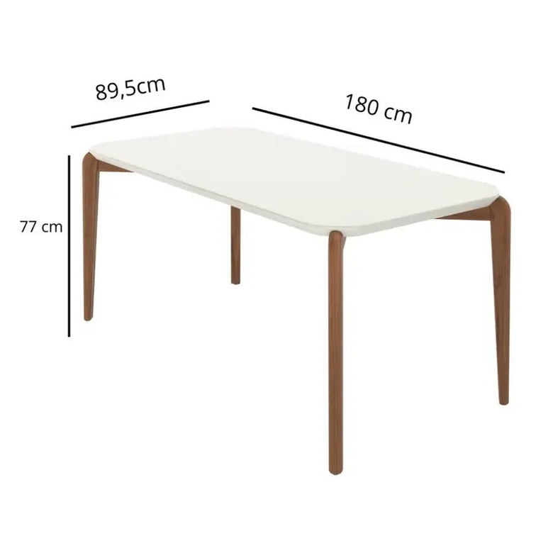 Mesa de Jantar 1,80m com Vidro Donatella Província para 6 Lugares