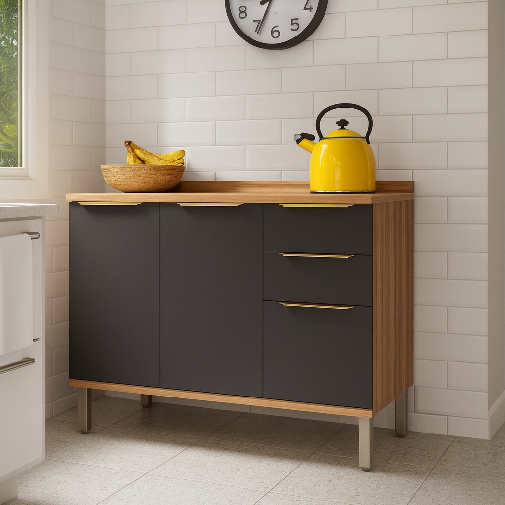 Balcão 2 Portas 3 Gavetas 120 Cm MDF Sauvignon Ronipa