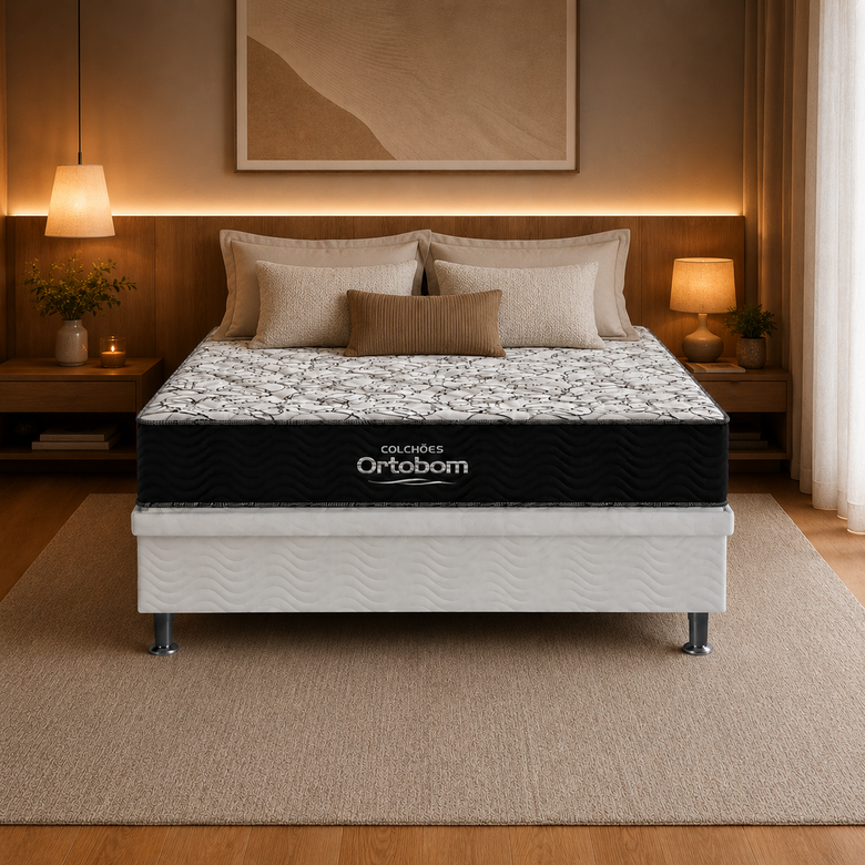 Cama Box Casal Airteh D45 (Colchão + Base) 138x188cm Ortobom