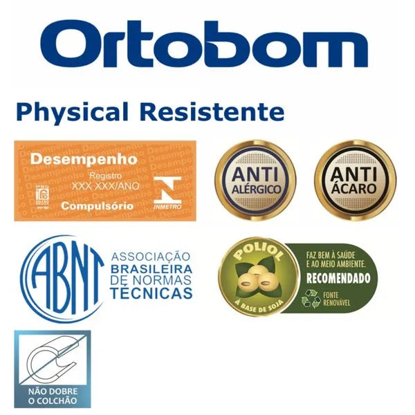 Colchão Casal D20 Liso 138x12 Physical Resist Ortobom
