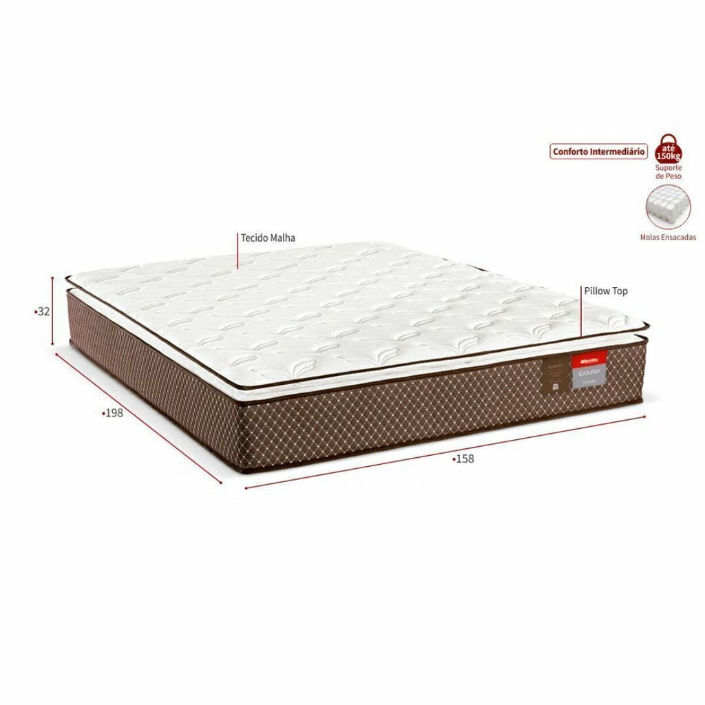 Colchão de Queen Molas D28 Ensacadas 158x32cm Executive Reconflex