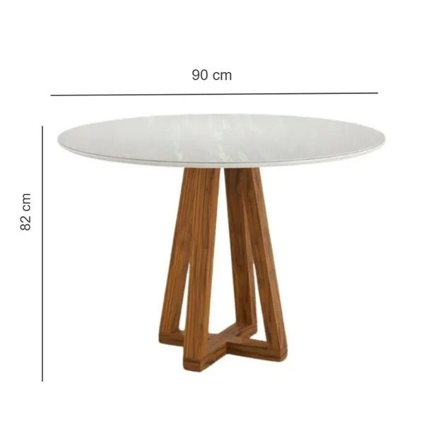 Conjunto Mesa de Jantar 90cm Redonda com 4 Cadeiras Livia Sonetto