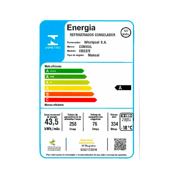 Geladeira Cycle Defrost Duplex 334L CRD37EB Consul