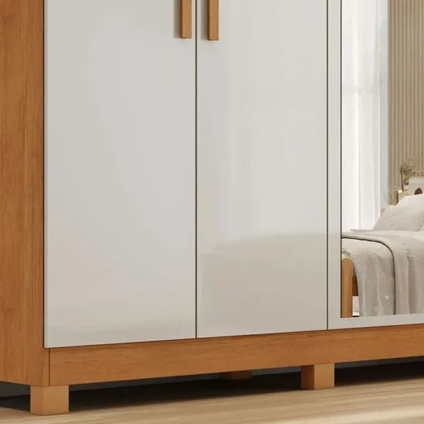 Guarda Roupa Casal com Espelho 6 Portas 4 Gavetas MDF Nina Bianchi
