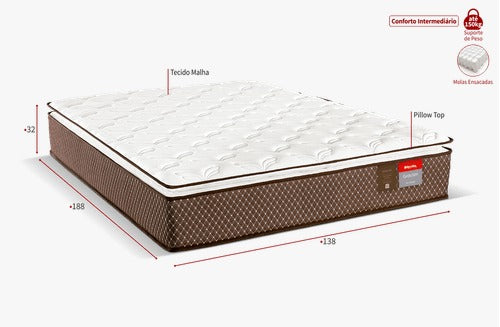 Colchão de Casal Molas Ensacadas D28 32X138X188cm Executive Reconflex