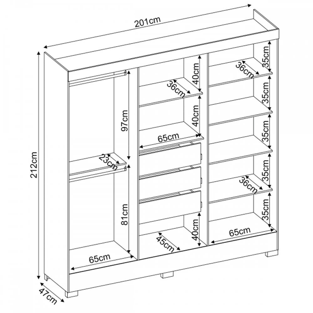 Guarda-Roupa Casal 6 Portas 3 gavetas Prático Demóbile