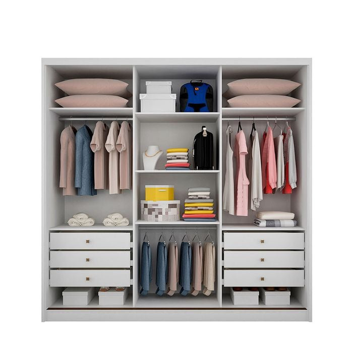 Guarda-Roupa Arezzo Plus com Espelho 3 Portas 6 Gavetas Novo Horizonte