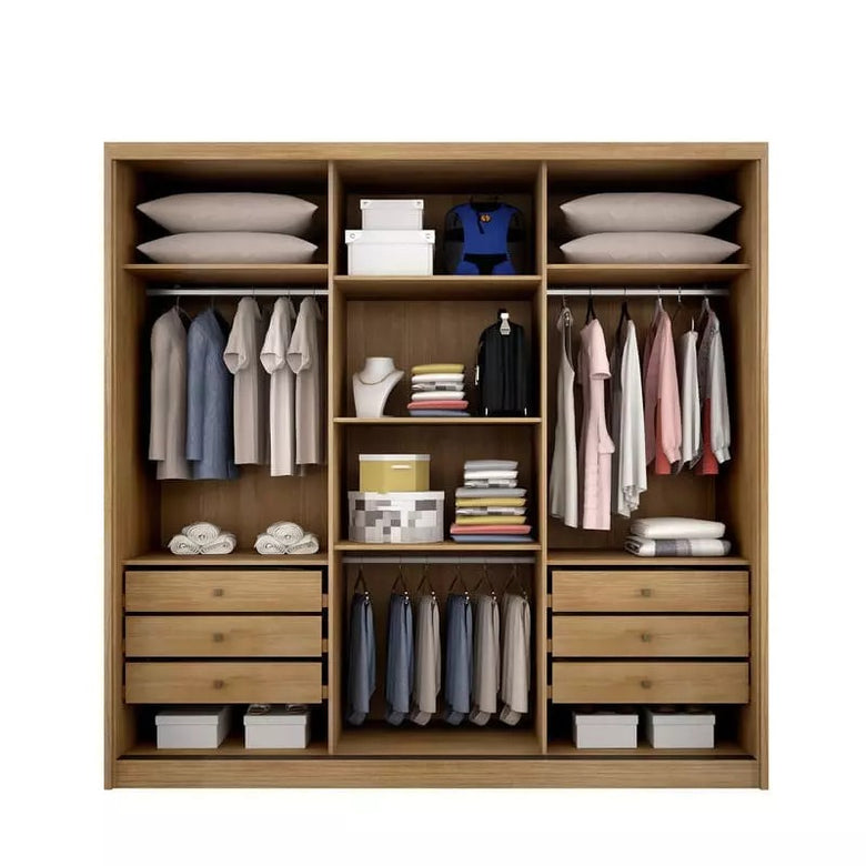 Guarda-Roupa Arezzo Plus com Espelho 3 Portas 6 Gavetas Novo Horizonte