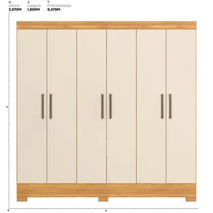 Guarda Roupa Casal 6 Portas 2 Gavetas Verso Demóbile