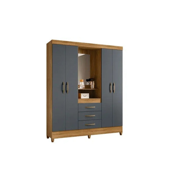 Guarda-Roupa Solteiro 4 Portas com Espelho 3 Gavetas Capri Moval