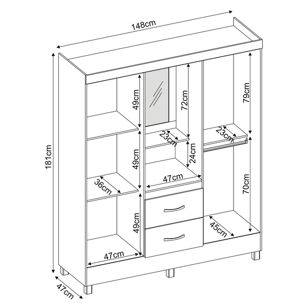 Guarda Roupa Casal Capelinha 4 Portas 2 Gavetas Lord Demóbile
