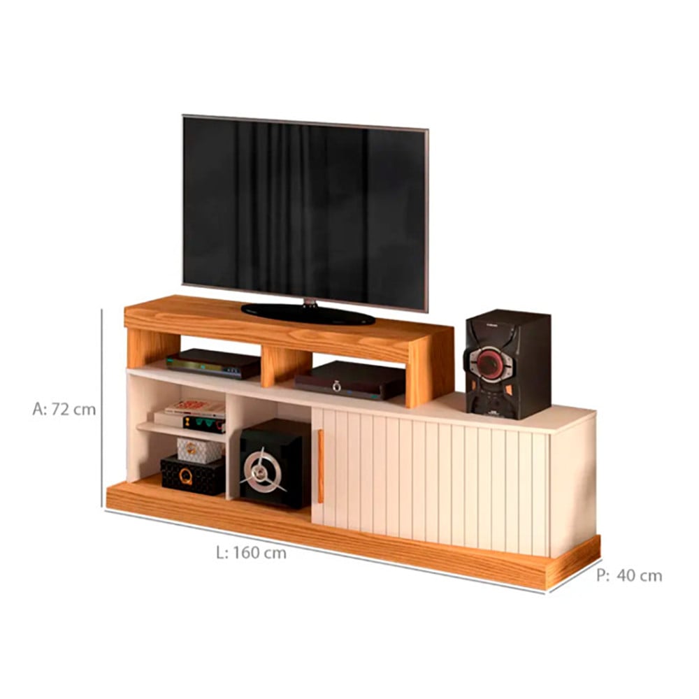 Rack para TV com 1 Porta Deslizante Scala DJ Móveis