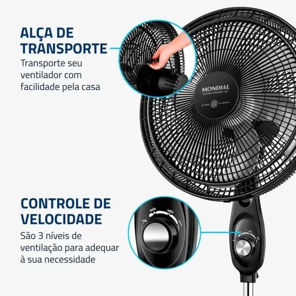 Ventilador de Coluna 6 pás 40 Cm VSP-40C-NB Mondial