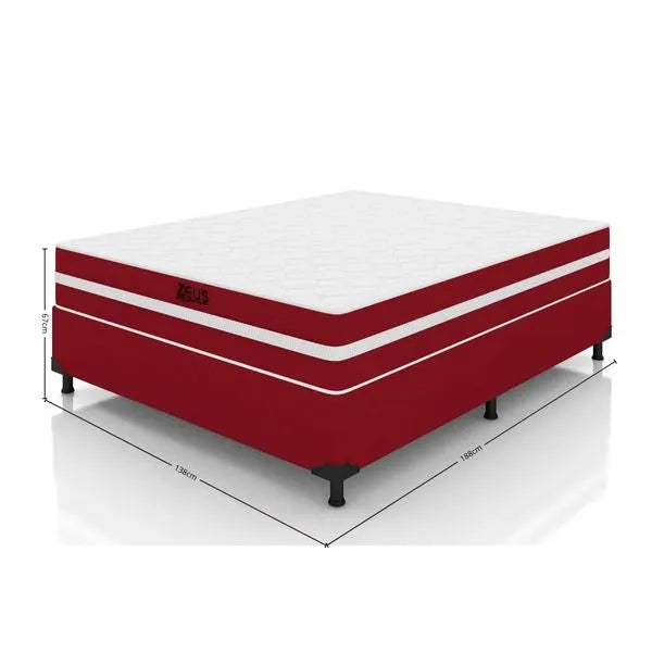 Cama Box Casal Zeus (Colchão + Base) 138x188 Molas Ensacadas Bacetto