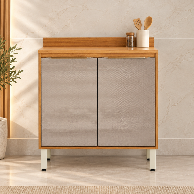 Balcão De Cozinha 100% MDF 80cm Com Tampo Plena Demóbile