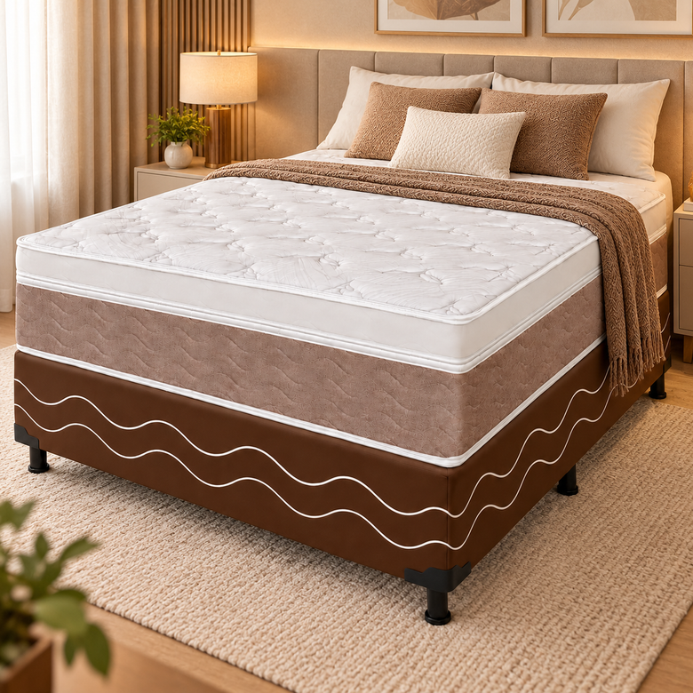 Cama Box Casal (Colchão + Base) Molas Ensacadas Majestic Visco Design