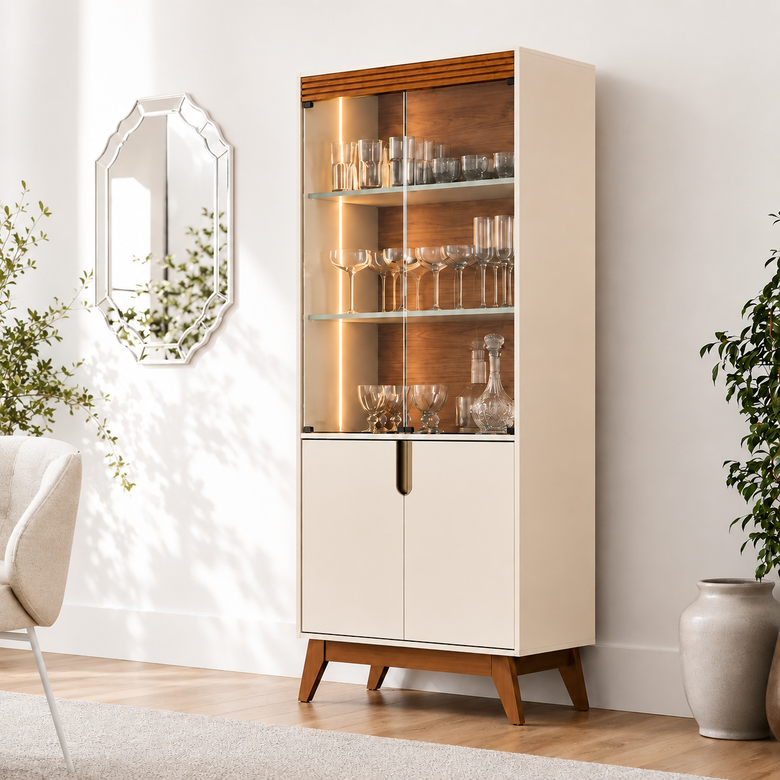 Cristaleira Paraty Com LED 4 Portas Mobler