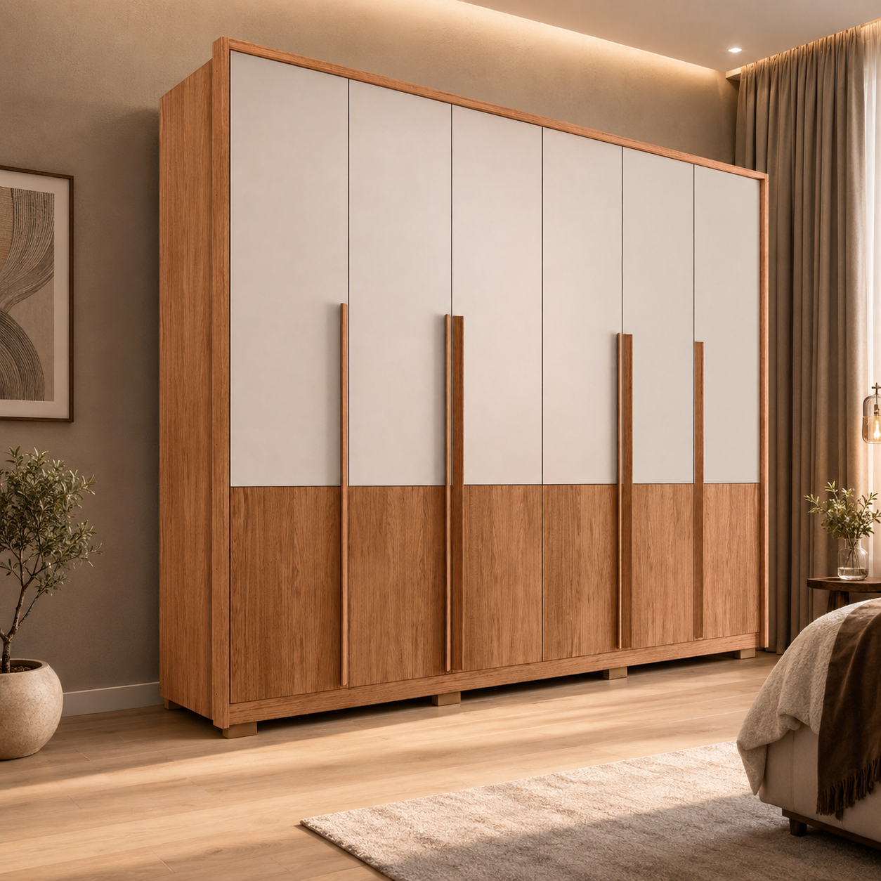 Guarda-Roupa Casal Hopper 2.7 Caemmun com 6 Portas e 6 Gavetas - FREIJO/OFF