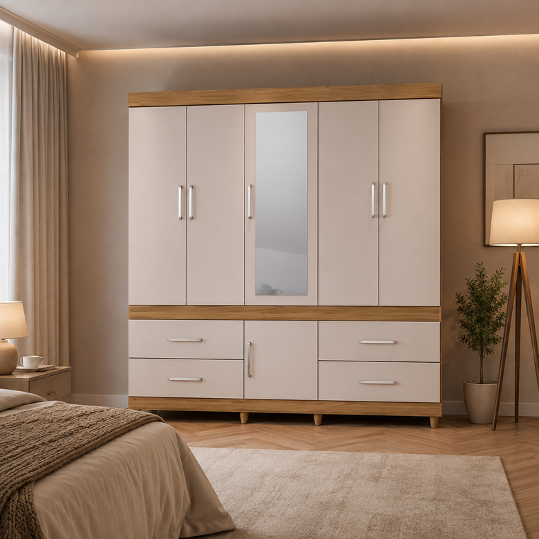Guarda Roupa Casal 6 Portas 4 Gavetas Guarujá Demóbile