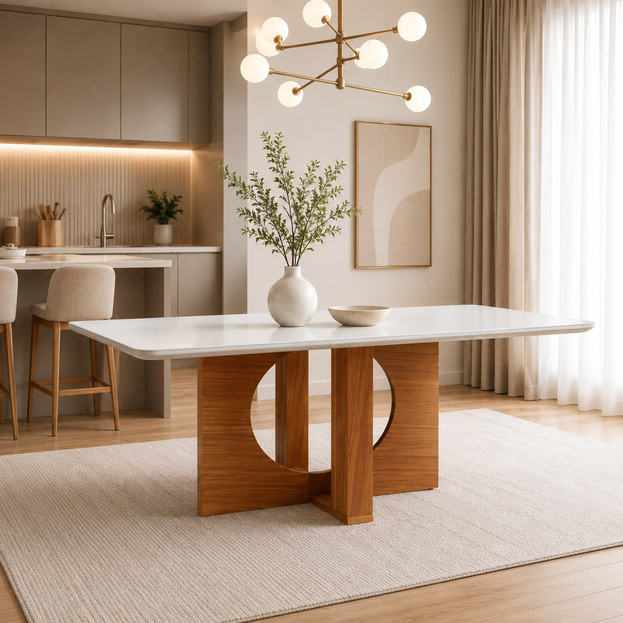 Mesa De Jantar Frisa 6139 135X90cm Lj Móveis - CASTANHO CINAMOMO